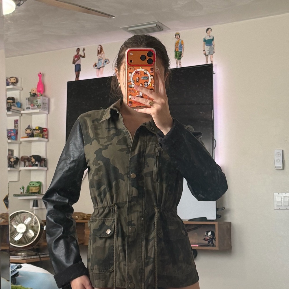 New Look Camouflage Utility Jacket with Black Sleeves